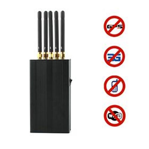 5 Antenna Portable Cell phone & WI-Fi & GPS L1 Jammer - Click Image to Close