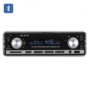 1 DIN Bluetooth Car Stereo - Aux USB + SD Card Support, MP3, WAV, WMA, FM, 4x 45W Speaker Support