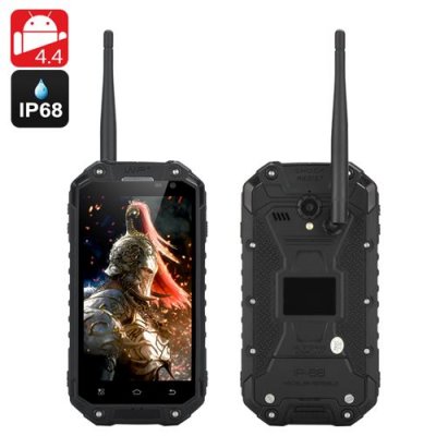 IP68 Android Smartphone 'Warrior Phone+'- 1.7GHz CPU, 2GB RAM, 4.7 Inch 720p Screen, GPS, NFC, Walkie Talkie (Black)
