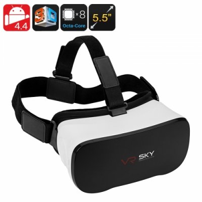 Android 3D Enabled Virtual Reality Glasses - 5.5 Inch FHD Display, 1080p, Octa-Core CPU, Google Play, Micro SD Slot, Wi-Fi