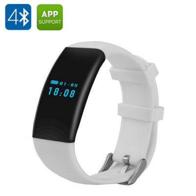 DFit Smart Sports Bracelet - IP66, Bluetooth 4.0, Sports Tracking, Sleep Monitor, Apps for iOS + Android (White)