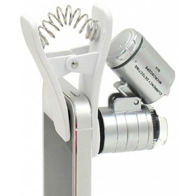 1Pcs Universal Clip Mobile Phone Microscope Magnifier Micro Lens 60X Optical Zoom Telescope Camera Lens - WHITE