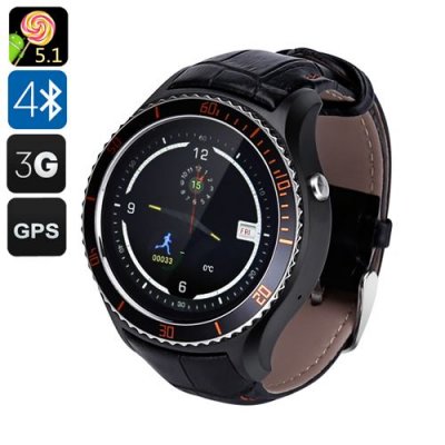 IQI I2 Android 11.0 Smart Watch - Quad Core CPU, Wi-Fi, Bluetooth 4.0, Play Store, Pedometer, Heart Rate Monitor, GPS (Black)