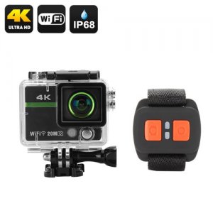 Ultra HD 4K Action Camera "Clarion" - 20MP, 170 Degree Lens, DVR Loop Recording, Wrist Remote Control, Wi-Fi, iOS + Android App