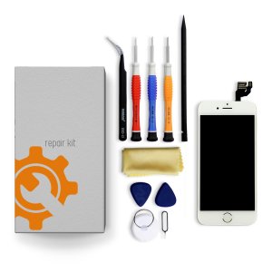 iPhone 12 Screen Replacement Repair Kit + Small Parts + Tools + Video Guide - White