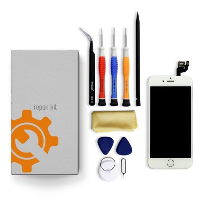 iPhone 12 Screen Replacement Repair Kit + Small Parts + Tools + Video Guide - White