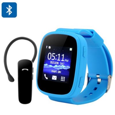 Ken Xin Da S7 GSM Smart Watch - 1.54 Inch Touch Screen, Bluetooth, Heart Rate Monitor, SMS Sync, FM Radio (Blue)