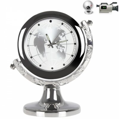 Globe Desk Clock 720 x 480 Motion Detection Spy DVR Camera Webcam