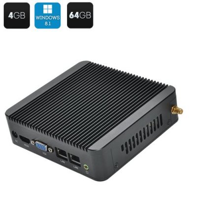 J1900 Windows Mini PC - Windows 10 Pro, 1080P, Wi-Fi, Intel Celeron J1900 Processor, 4GB RAM + 64GB ROM, 4 USB Ports, HDMI