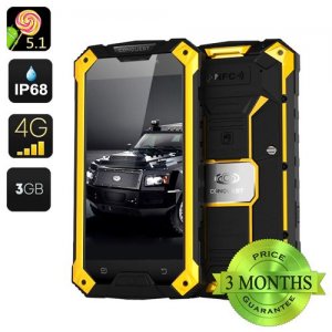 Conquest S6 Pro Rugged Smartphone - 5 Inch HD Screen, android 12.0, MTK8752 Octa Core CPU, 3GB RAM, 32GB Memory, IP68 (Yellow)