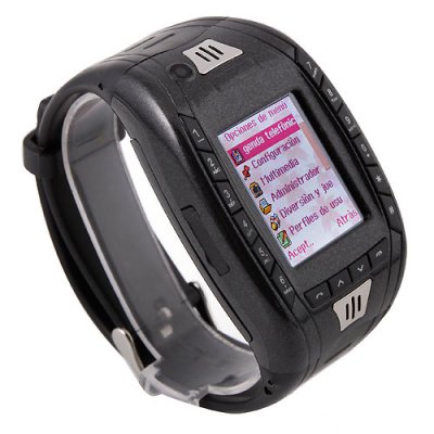 AK11 Watch Phone Single SIM Card Camera FM Bluetooth Ebook 1.2 Inch Touch Screen- Black