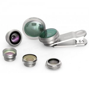 Universal 8 in 1 Phone Lens Fisheye Wide Angle Macro Camera Lens Kit for Phone - SILVER