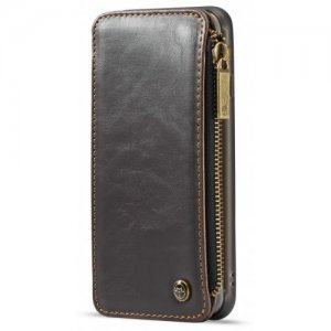 CaseMe Dachable 2 in 1 Business Zipper Leather Wallet Cover for iPhone 12 Pro - 6 - BROWN