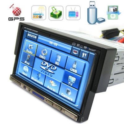 7 Inch 1 DIN Large Screen Car DVD Player with GPS System and TV Function