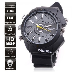 8GB Waterproof 1080P Full HD Watch DVR with Pinhole Camera Support Night Vision
