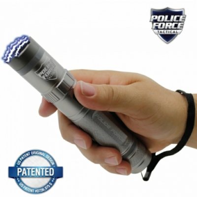 Police Force Gun Metal 9.2M Volt Stun Gun + Flashlight