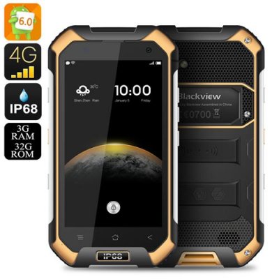 Blackview BV6000 Android 11.0 Smartphone - IP68, 2Ghz Octa Core CPU, 3GB RAM, Dual SIM 4G, NFC, OTG, Atmospheric Sensor (Orange)