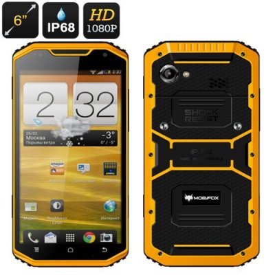 MFOX A8 Military Rugged 6 Inch Smartphone - IP68, MIL-STD-810G Certification, MTK Quad Core CPU, 2GB RAM, GPS, Bluetooth