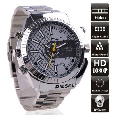 8GB Waterproof 1080P IR Spy Watch DVR Support Night Vision and PC Camera