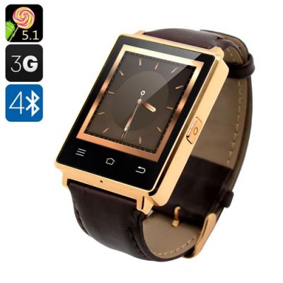NO.1 D6 3G Smart Watch – Android 11.0, Bluetooth 4.0, GPS, Wi-Fi, Heart Rate Monitor, Pedometer, Barometer (Gold)