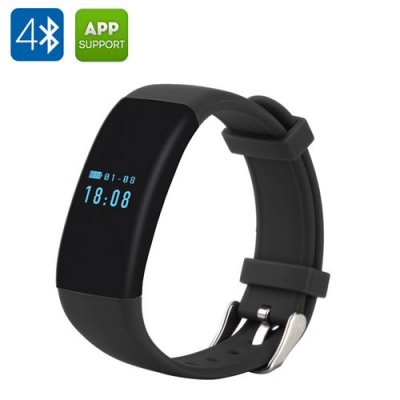 DFit Smart Sports Bracelet - BT 4.0, IP66 Waterproof, Pedometer, Heart Rate Monitor, Sleep Monitor, Call Reminder (Black)