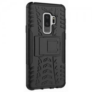 Shockproof with Stand Back Cover Armor Hard PC for Samsung Galaxy S9 Plus Case - BLACK