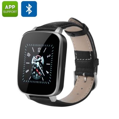 Bluetooth 4.0 Smart Watch - iOS + Android App, Call Answering, Notification, Heart Rate Sensor, Pedometer (Black)