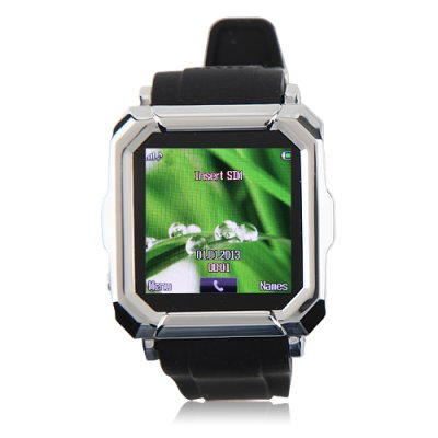 i900 Watch Phone Single SiM Card Camera Bluetooth FM Anti-lost Alarm 1.54 Inch Touch Screen - Silver + Black