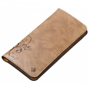 Cornmi Under 5.5 Inch Universal Leather Flip Wallet Pouch Phone Case for Iphone - LIGHT BROWN