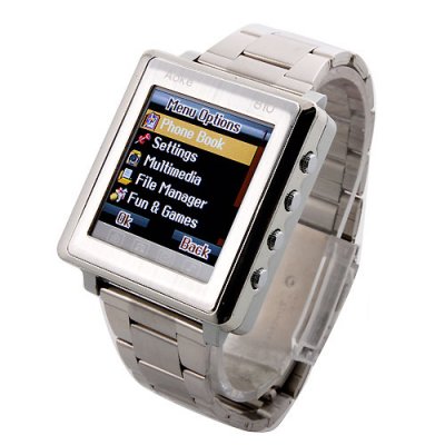 AK810A Watch Phone Metal Strap Single SIM Card Bluetooth Ebook 1.6 Inch Touch Screen- Silver