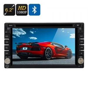 Touch Screen Car DVD Player - 6.2 Inch Screen, 2 DIN, GPS, Region Free, 1080P File Support, 4X45 Watt Speakers, Bluetooth