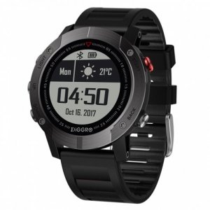 Diggro DI08 GPS Smart Watch Outdoor Fitness Tracker 30meter IP68 Waterproof Backlight Multiple Sport Modes Heart Rate Monitor - BLACK