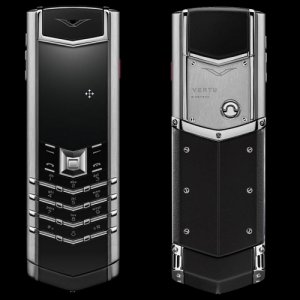 Vertu Signature Stainless Steel Black Leather luxury Phone
