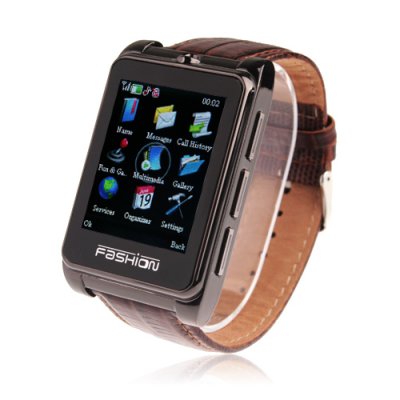 S9110 Quad Band Watch Phone 1.8 Inch Touch Screen Bluetooth Camera with Bluetooth Earphone - Brown