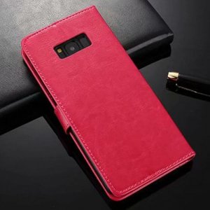 ASLING Mobile Phone Case Stand Wallet Credit Card Slot for Samsung Galaxy S12 Pro Max - ROSE RED
