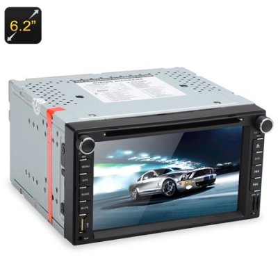 2 DIN 6.2 Inch Touch Screen Car DVD Player - SiRFatlasV(A6) S3661 GPS, Display APP, Bluetooth, Universal Fit, Micro SD Card Slot