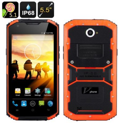 V Phone X3 Rugged Smartphone - 5.5 Inch HD Screen, Android 11.0, IP68,Dual SIM, SOS Button, LED Flashlight, Android 11.0 (Orange)
