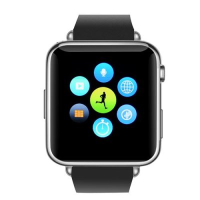 Bluetooth Mobile Phone Smart Watch - Phone book, Call Answer, SMS, GSM SIM Card Slot, 32GB Micro SD Slot (Silver)