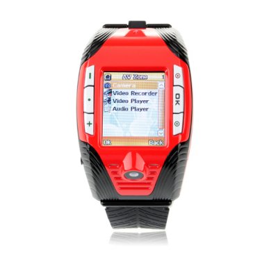 F3 Quad Band Watch Phone 1.3 Inch Touch Screen Camera MP3/MP4 with Bluetooth Earphone - Red