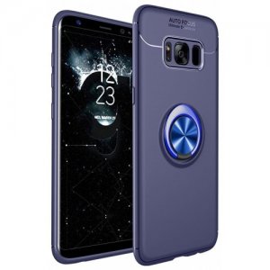 Case for Samsung GALAXY S8 Stand Magnetic Bracket Finger Ring Phone Cover - DEEP BLUE