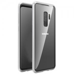 Magnetic Adsorption Tempered Glass Metal Case for Samsung Galaxy S9 Plus - SILVER