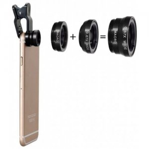 Three-In-One Phone Lens Fisheye-Wide-Telephoto Lens - BLACK