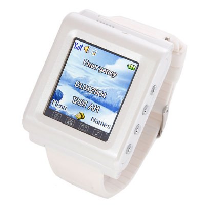 AK912 Watch Phone Silicon Strap Single SIM Card Pinhole Camera FM Bluetooth 1.6 Inch Touch Screen- White