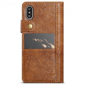 CaseMe Multifunctional Business Wallet PU Leather Phone Case for iPhone XS Max - BROWN