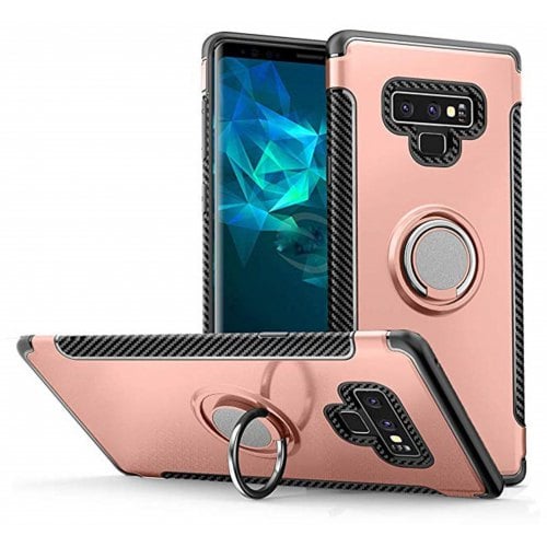 Hybrid Car Magnetic Holder Shockproof TPU PC Cover Case for Samsung Note 9 - ROSE