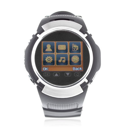 MQ222 Watch Phone Quad Band 1.4 Inch Touch Screen Camera Bluetooth FM with Bluetooth Earphone - Black